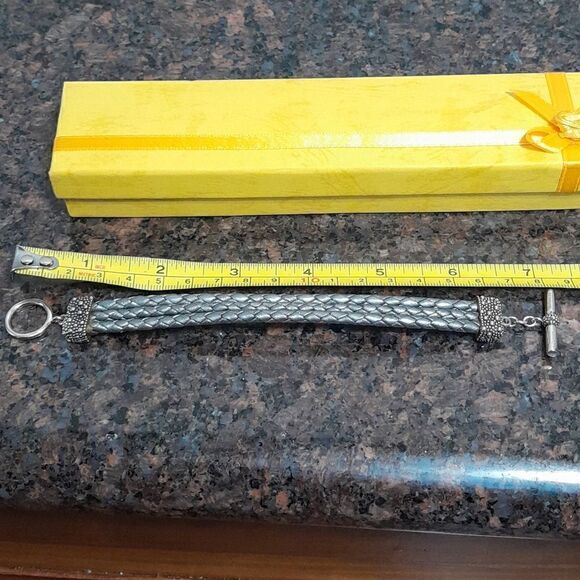 Michael Dawkins Y2K Sterling  "Starry Night" Leather Braided Bracelet. - Picture 6 of 6